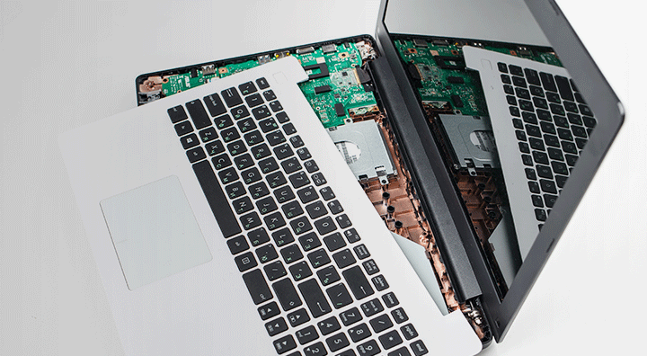disassembled laptop