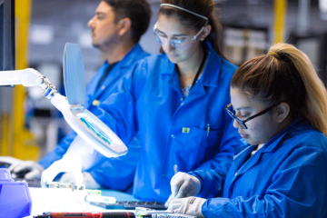 employees processing microchips