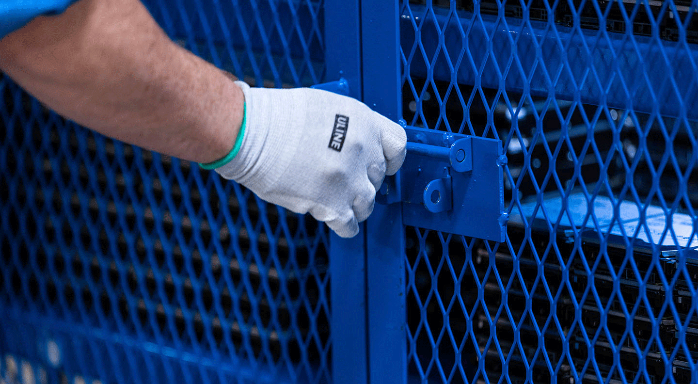 locking up storage container full of hard drives